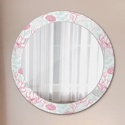 Produktbild von Wohnzimmer Spiegel - Mirror zum Wandspiegel Schlafzimmer – Schminkspiegel - Blumen - Runder: Ø70cm
