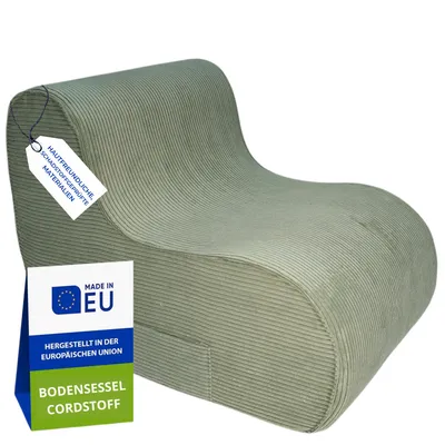 Obrázek produktu pro Pillows24 - Podlahové křeslo z manšestrové látky 93×70×65 cm | dětské křeslo a židle s pratelným potahem pro teenagery a dospělé (zelené)