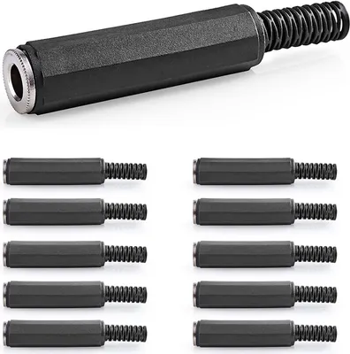 Produktbild von 10x Klinkenbuchse 6,35mm Stereo Klinke Audio Buchse Stecker Löten Schwarz 10Stk.
