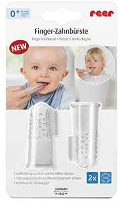 Productafbeelding van Vingertandenborstel van siliconen - 2 stuks, latexvrij, ideaal voor baby's