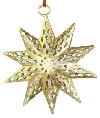Produktbild von Weihnachtsstern Goldfarben mit Samtaufhänger Ø 11,5 cm - Metall