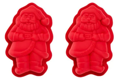 Productafbeelding van Kerstmis bakvormen, siliconen, 2 stuks, voor muffins, taarten, chocolade, kerstmannetjes, willekeurige kleur