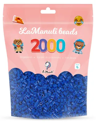 Zdjęcie produktu dla La Manuli Koraliki do prasowania ciemnoniebieskie 2000 szt. Midi 5 mm – prasowanki, koraliki termiczne, zestaw uzupełniający, mozaika pixel art