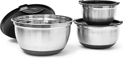 Produktbild von relaxdays 10019120_304 relaxdays Schüssel-Set BOWLY silber 3-tlg.