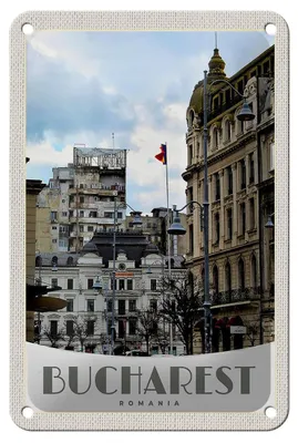 Produktbild von Blechschild Reise 12x18cm Bukarest Rumänien Hauptstadt Urlaub Schild