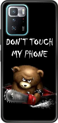 Produktbild von König Design Hülle kompatibel mit Xiaomi Poco X3 GT Kunststoff Soft Handyhülle - Handy Case Dont Touch My Phone Bär Schwarz