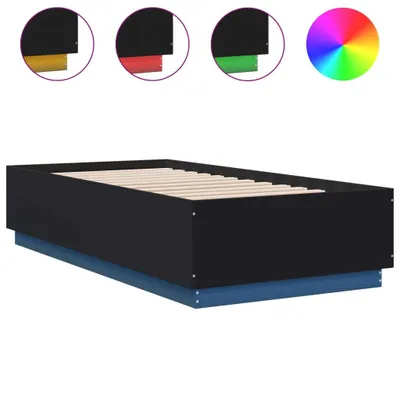 Produktbild von Bettgestell mit LED Schwarz 75x190 cm Holzwerkstoff