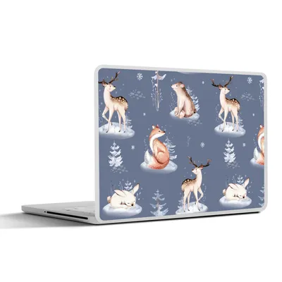 Produktbild von MuchoWow® Laptop Aufkleber Sticker Cover Winter - Tiere - Muster 25x18 cm - Laptop-Deko