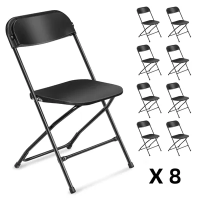 Image de FCH Chaise pliante set de 8,Meubles de jardin,Chaises d'invités peu encombrantes,Modèle classique moulé par injection,Noir