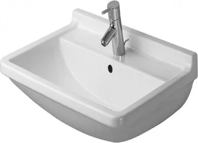 Produktbild von Duravit Waschtisch STARCK 3 mit Überlauf, Hahnlochbank, 1 Hahnloch 650 x 485 mm weiß