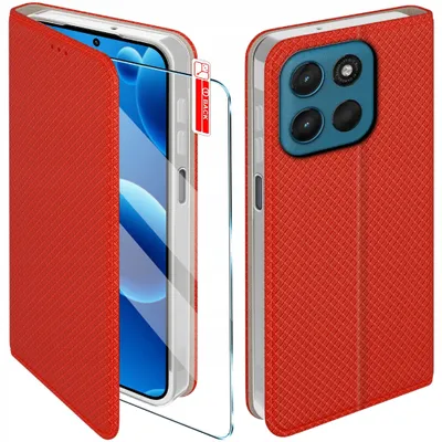 Obrázek produktu pro Magnetické pouzdro pro Motorola G57 | G57 Power s uzávěrem, červené pouzdro + sklo 9H