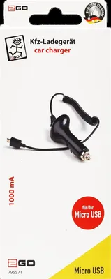Produktbild von 2GO USB KFZ-Ladegerät 1000mA 24V Micro-USB CE certified sw