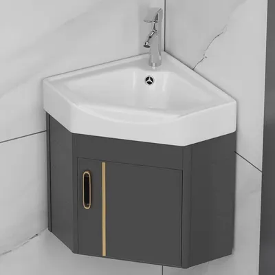 Immagine prodotto di Lavabo da appoggio con mobile sottolavabo in Vetroceramica, dimensioni 38x40x43 cm, ideale per bagni di servizio