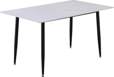 Produktbild von Keramiktisch Göteborg | 140 x 80 cm | Farbe: weiß matt | Vierfuß-Gestell Metall schwarz | pflegeleichter Esstisch/Esszimmertisch