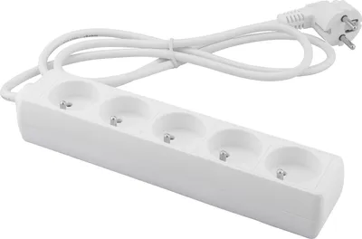 Obrázok produktu pre Sieťová predlžovacia zástrčka - 5x uzemnená zásuvka 1,5m 3x1mm 13A biela