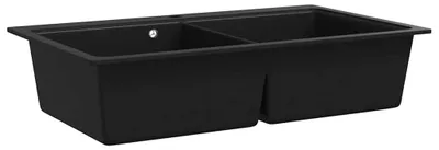 Produktbild von vidaXL Granitspüle Doppelbecken Schwarz