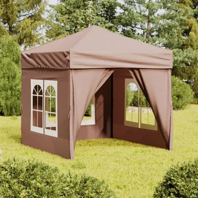 Immagine prodotto di The Living Store Tenda per feste pieghevole con pareti laterali Taupe 2x2 m
