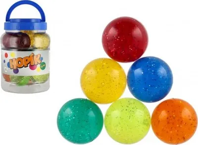 Obrázok produktu pre Loptička/hopík s trblietkami 6cm - mix farieb