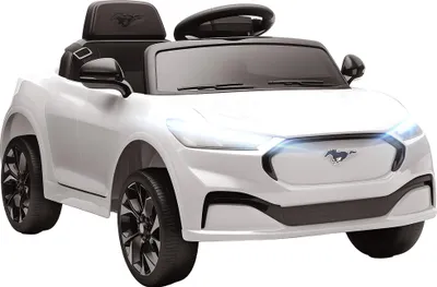Image de AIYAPLAY Voiture électrique enfant Ford Mustang Mach-E sous licence officielle, 12 V, télécommande 2,4 G, 2 moteurs 25 W, véhicule avec démarrage progressif, phares LED, musique et port USB, blanc