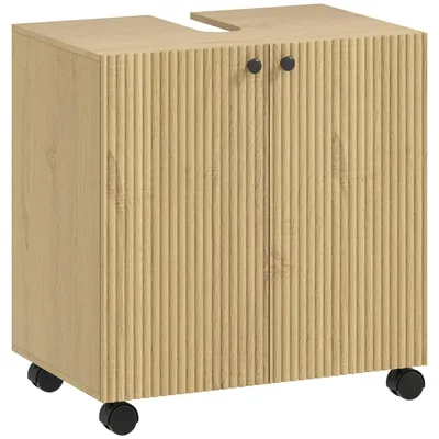 Productafbeelding van Badkamermeubel met 3 planken, wielen, hout
