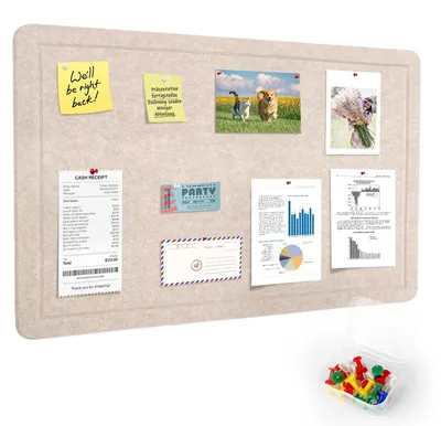 Productafbeelding van Pinnentableau 120 x 90 cm – Zelfklevend viltpaneel, geluidsabsorberend prikbord, fotopaneel en memobord voor kinderkamers, school en kantoor (beige, 120 x 90 cm)