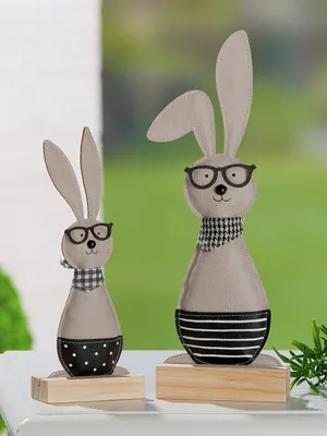Zdjęcie produktu dla Gilde Standrelief, Hase, "Okulos", Kunstleder, grau, VE 6, 2 Stück wie abgebildet,, L. 4 cm, B. 12 cm, H. 34 cm 19028