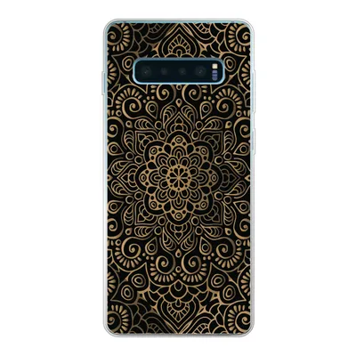 Produktbild von MuchoWow® Handyhülle Schutzhülle Hülle für Samsung Galaxy S10 Lite Goldenes Muster auf schwarzem Hintergrund Silikon Softcase Handy Hülle - Schutz