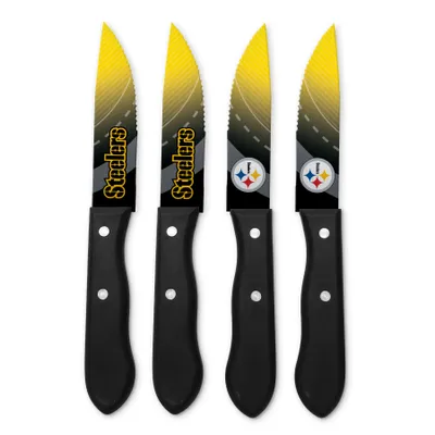 Produktbild von NFL Pittsburgh Steelers Steakmesser 4-teilig Set Football Messer Set Barbecue