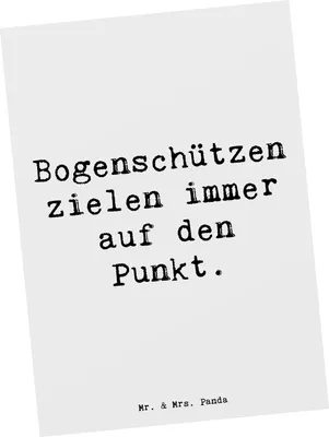 Produktbild von Mr. & Mrs. Panda Postkarte Spruch Bogenschützen Fokussierung - Weiß - Geschenk, Sportler, Punkt, Teamsport, Postkarten, Ansichtskarte, Konzentration, einzelkarte, Geduld