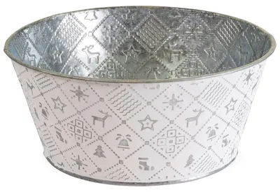 Immagine prodotto di Vaso rotondo per piante, in argento Ø 20x9 cm, fioriera in metallo