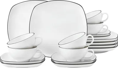 Produktbild von Seltmann Weiden Teeservice 18-teilig eckig groß Lido Black Line 001.750858