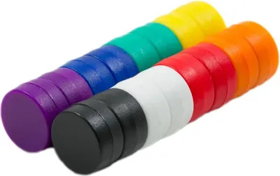Produktbild von Neodym-Magnete - vielseitig und extra stark - 16 Stück - 8 Farben - 12 x 6 mm