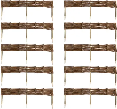 Produktbild von 10 x Beeteinfassung aus Weide 16 Größen ( Länge: 100 cm Höhe: 10 cm ) Weidenzaun Rasenkante Beetbegrenzung Steckzaun imprägniert mit Buchepflöcken für leichtes Einsetzen Palisade