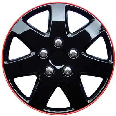 Produktbild von AutoStyle 4er Set Radzierblenden Michigan 14-Zoll Schwarz/Rot unrandet