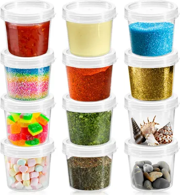 Produktbild von com-four® 12x Aufbewahrungsbehälter mit Deckel - Universal Döschen aus Kunststoff mit Verschluss - stapelbare Becher für Kosmetik, Creme, Lotion und Bastel-Materialien - je Leerdose 35ml