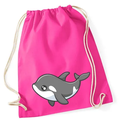 Produktbild von Huuraa Turnbeutel Orka Killerwal 12 Liter Fuchsia Baumwolle Rucksack Geschenkidee