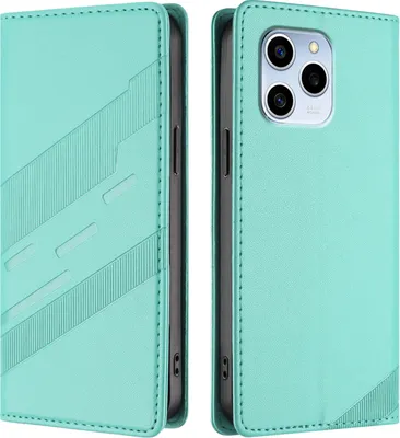 Image de Etui pour Honor 60 SE, étui portefeuille en cuirPolyuréthaneavec fente pour cartes et fonction Türkis stand