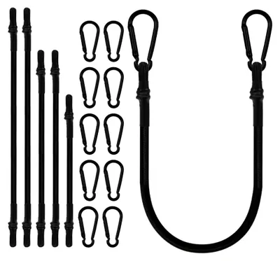 Produktbild von 6 Stück Spanngummis mit Karabiner, 2 * 30 cm, 2 * 60 cm, 2 * 80 cm