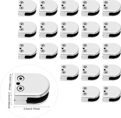 Zdjęcie produktu dla Zacisk do szkła, stal nierdzewna 304, zakres zaciskania 8–10 mm, wymiary 4,3 cm x 2,4 cm x 5,5 cm, waga netto 2,07 kg, wymiary opakowania 22,5 cm x 15 cm x 6 cm