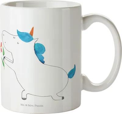 Produktbild von Mr. & Mrs. Panda Trinklernbecher Einhorn Blume - Weiß - Geschenk, Camping Tasse, Einhörner, Pott, Unicorn, Kindertasse, Heiratsantrag, Haferl, Liebe, Freundin