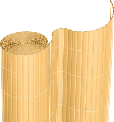 Zdjęcie produktu dla Clanmacy – mata osłonowa z PVC, ogrodzenie osłonowe, osłona balkonowa, osłona przeciwwiatrowa, osłona do ogrodzenia i balkonu, bambus, 100 x 500 cm