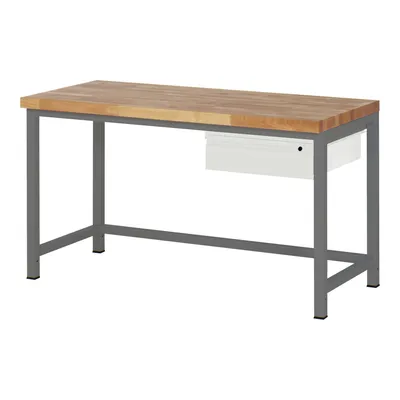 Produktbild von STIER Höhenverstellbare Werkbank Premium, 1 Schublade, 150x70x84-104cm, Stahl und Buche