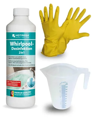 Produktbild von HOTREGA 2in1 Whirlpool Desinfektion 500 ml Konzentrat SET + Messbecher 1L