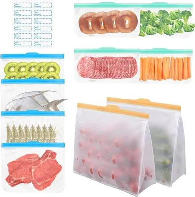 Produktbild von Famanu Wiederverwendbare Silikon-Gefrierbeutel, BPA-frei für Lebensmittelaufbewahrung - 10er Set