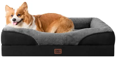 Immagine prodotto di Cuccia ortopedica per cani con 4 bordi, 89x56 cm, grigio/nero