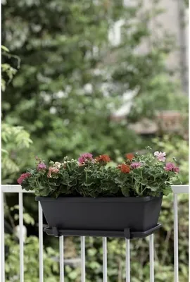 Image de Jardinière Balcon ELHO Barcelona, 39,5 x 19,5 x 15,6 cm, Anthracite, 8 Litres