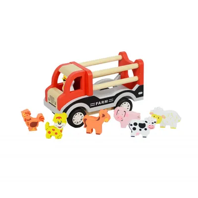Produktbild von 4iQ Holzspielzeug-Set: Bauernhof-LKW mit Tieren 16,7x7,8x10,7 cm