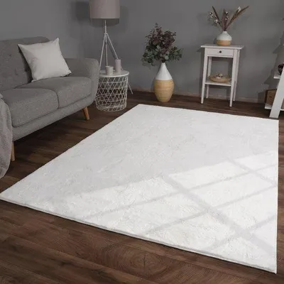 Productafbeelding van Famanu Shaggy vloerkleed, modern en pluizig - Wit, 120x170 cm