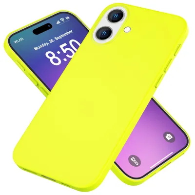 Obrázek produktu pro NALIA Neon, silikonový kryt pro iPhone 16 – měkký povrch a neonové barvy – NEONSHOCK (matný ochranný kryt) – značka z Berlína – žlutá