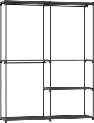 Produktbild von Tragbarer Kleiderständer, Metallrahmen, Stoffregale, Schwarz